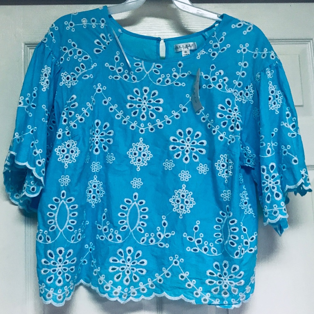 turquoise blue summer top